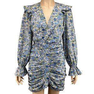 Lavish Alice Mini Dress Size 2 Floral Ruched Mini Dress Ruffled Gathered Sleeves